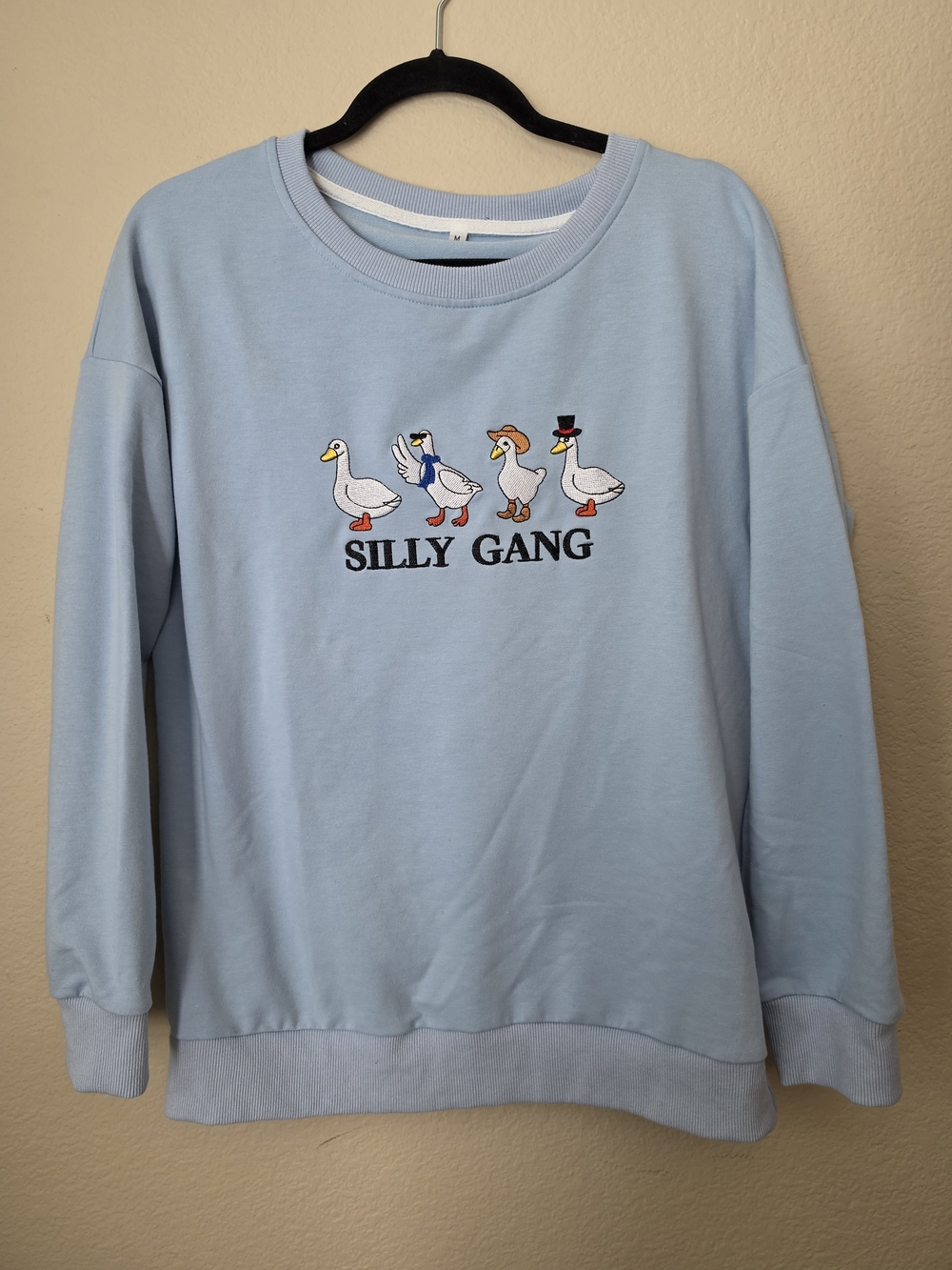 Light Blue 'Silly Gang' Embroidered Crewneck Sweater